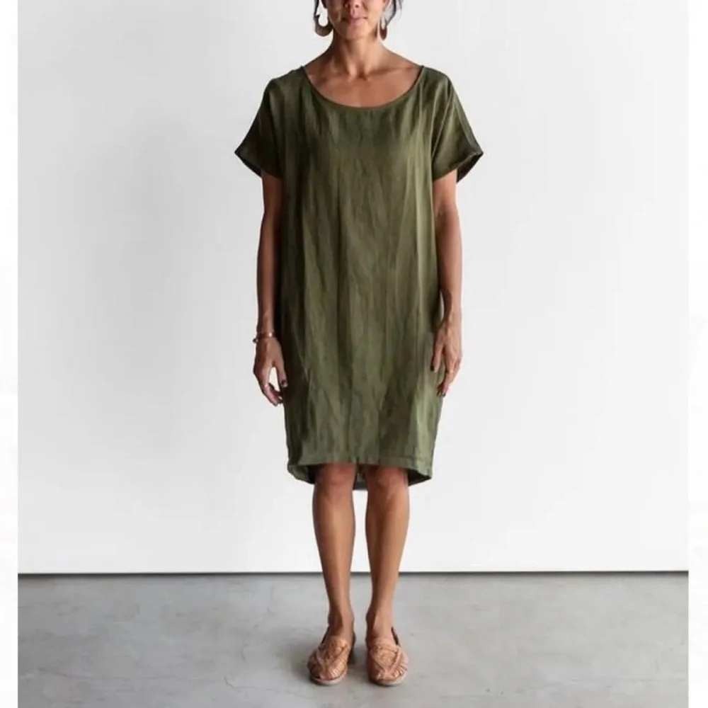 Manyana Porset Dress in Purple 100% Cotton Cocoon Round Neck size small